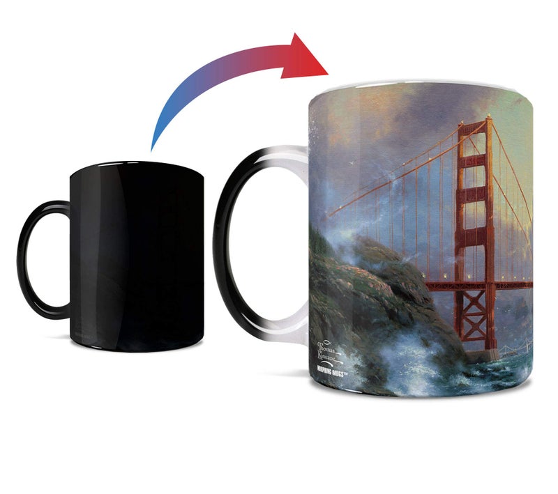 Morphing Mugs Thomas Kinkade - San Francisco - Golden Gate Bridge - California USA - One 11 oz Color Changing Heat Sensitive Ceramic Mug â€“ Image Revealed When HOT Liquid Is Added! - Image 1